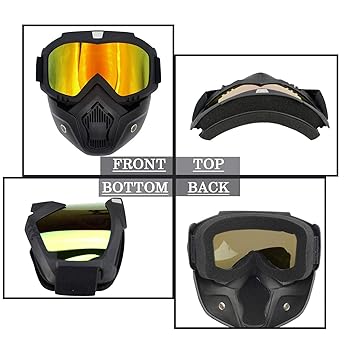 RiderShield Tactical Motorcycle Face Mask with Detachable Goggles | Windproof, Dustproof & Anti-UV Protection